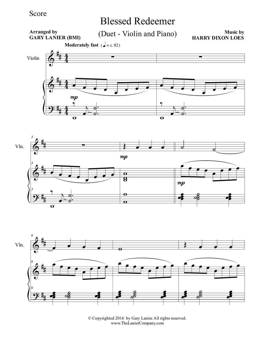 BLESSED REDEEMER(Duet – Violin & Piano with Score/Part) Violin Solo scores gallery preview page 2