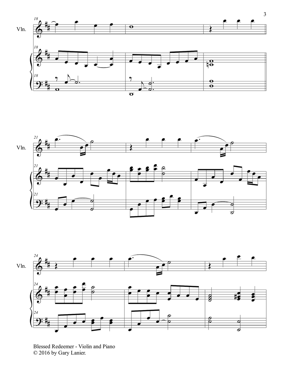 BLESSED REDEEMER(Duet – Violin & Piano with Score/Part) Violin Solo scores gallery preview page 4
