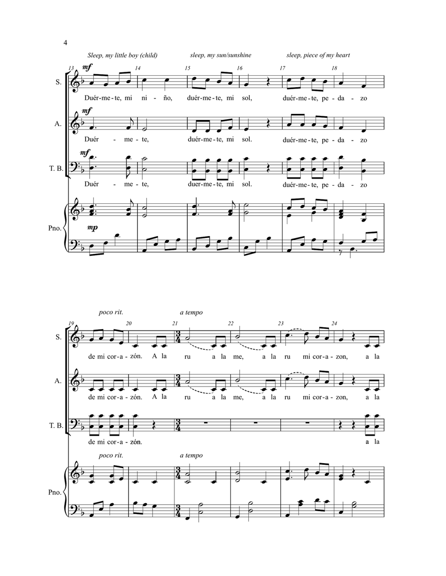 Duermete, Mi Corazon Duermete, Mi Corazon 4-Part scores gallery preview page 2