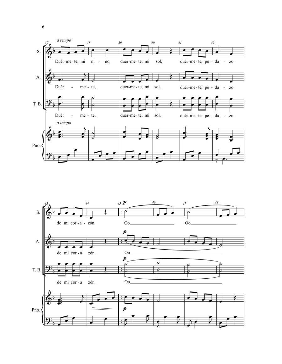 Duermete, Mi Corazon Duermete, Mi Corazon 4-Part scores gallery preview page 4