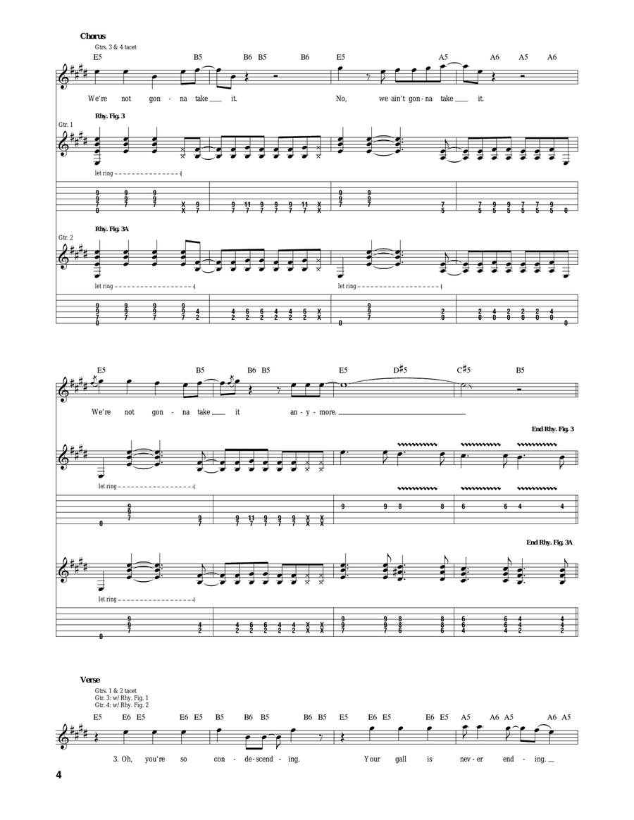 We're Not Gonna Take It Acoustic Guitar scores gallery preview page 4