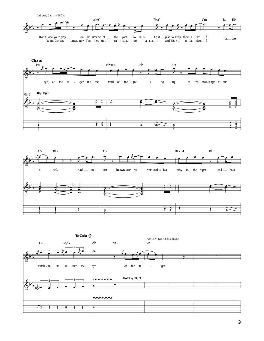 Eye Of The Tiger Eye Of The Tiger Acoustic Guitar scores gallery preview page 3
