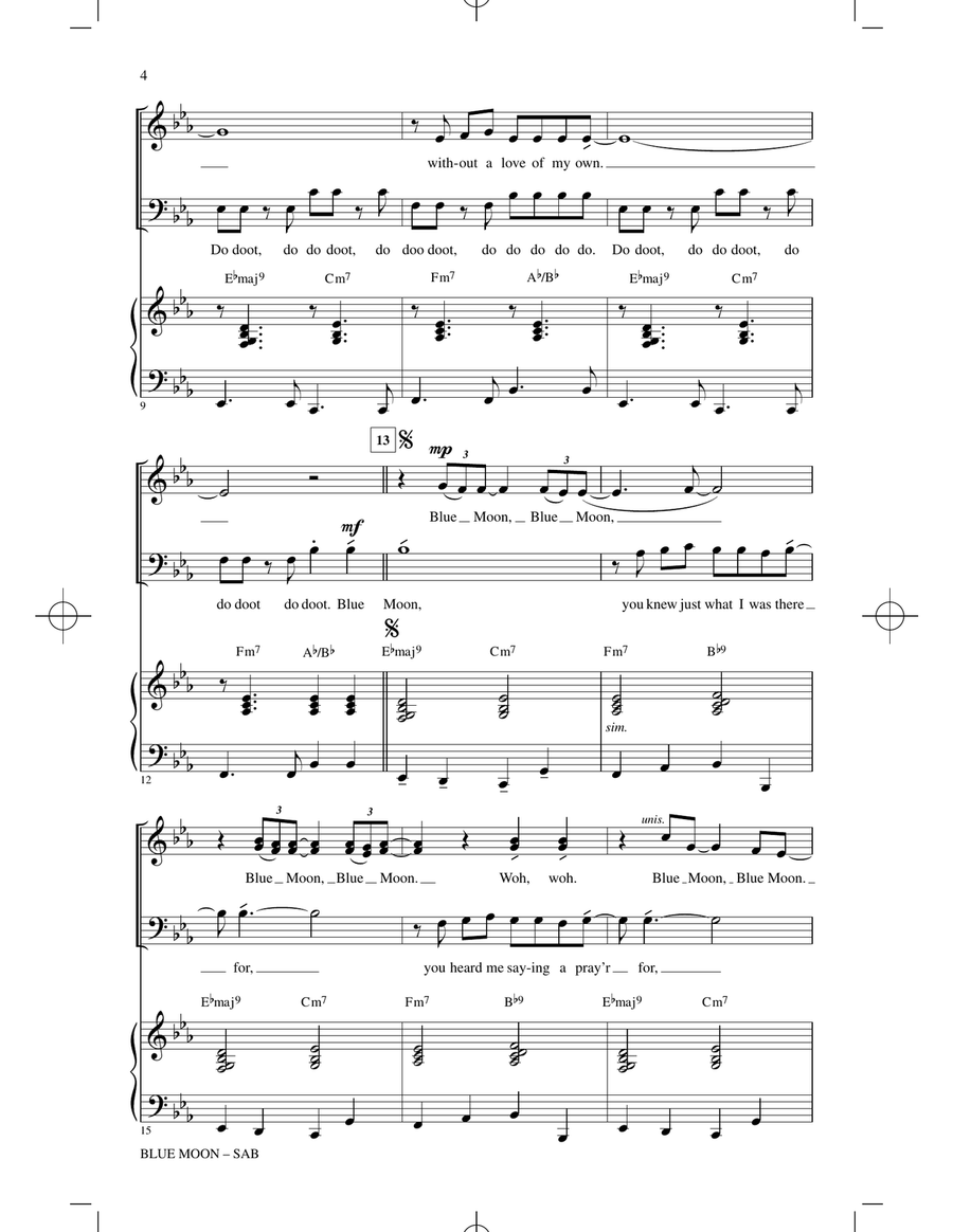 Blue Moon (arr. Roger Emerson) 3-Part scores gallery preview page 2