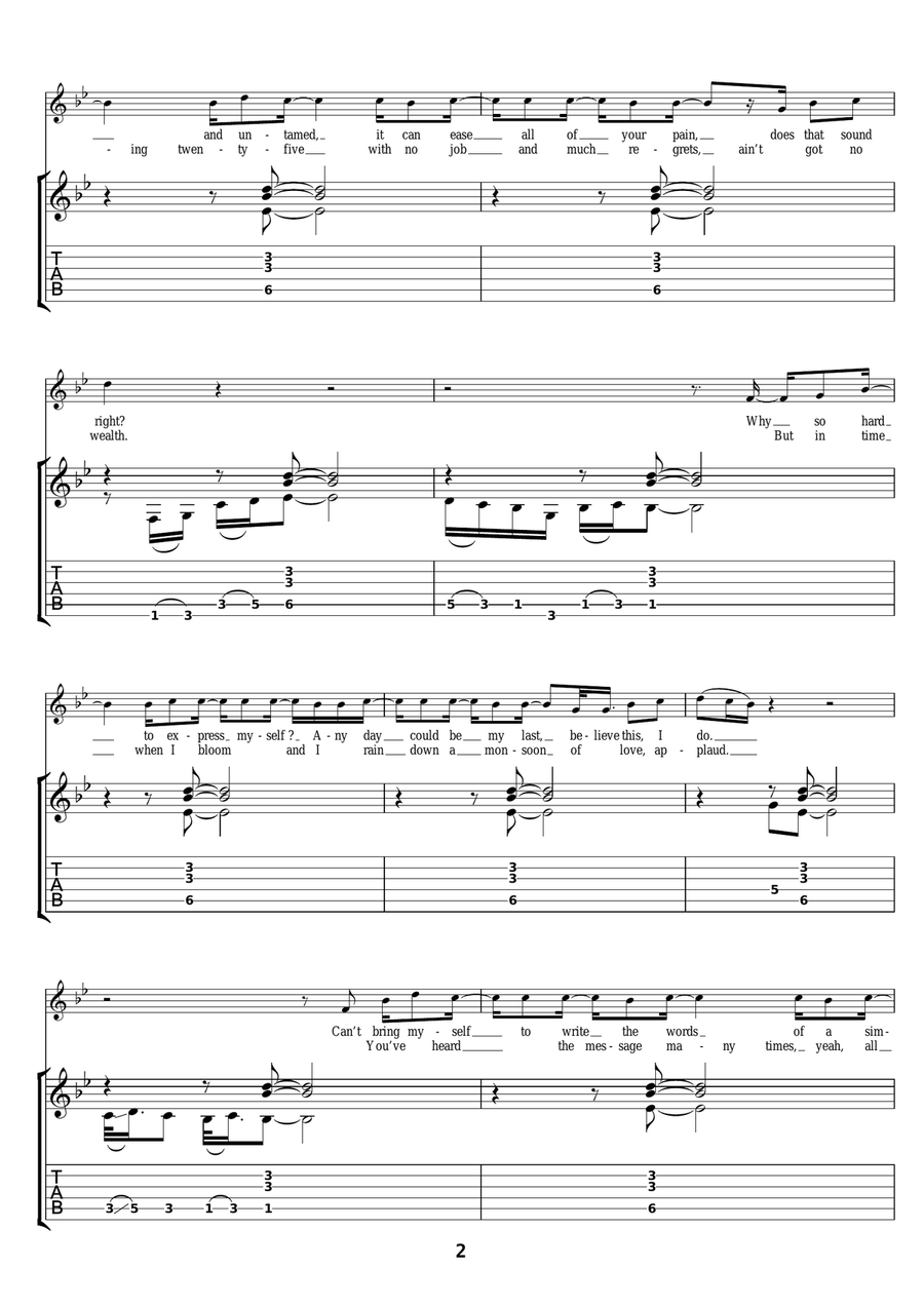 Here I Go Guitar Tablature scores gallery preview page 2
