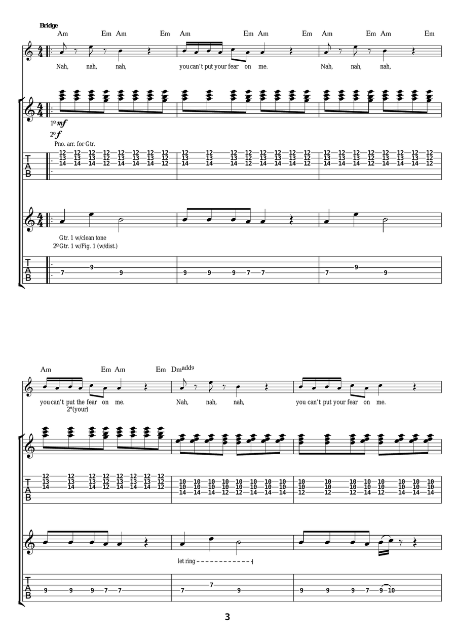 Fear In Me Fear In Me Guitar Tablature scores gallery preview page 3
