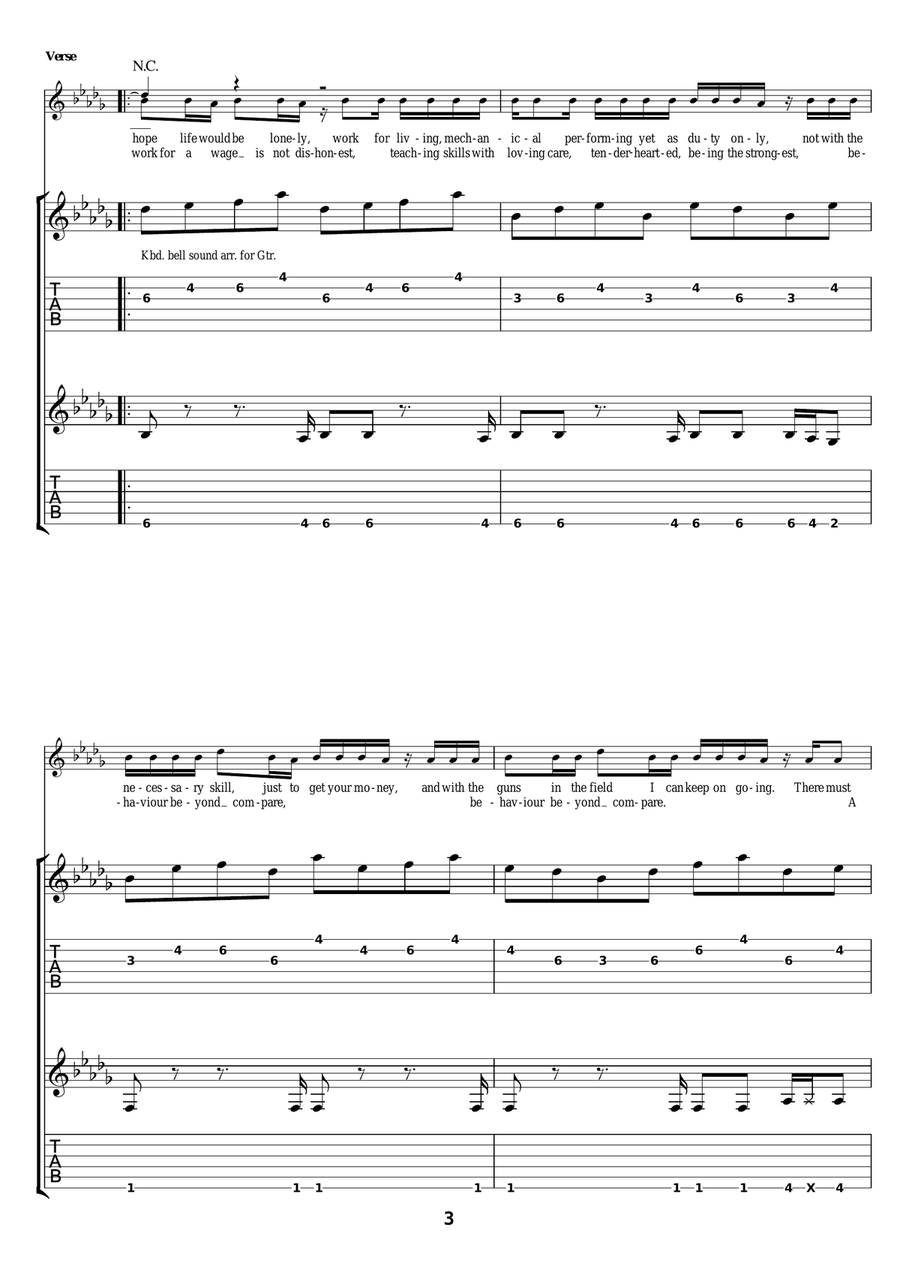 Hope Hope Guitar Tablature scores gallery preview page 3