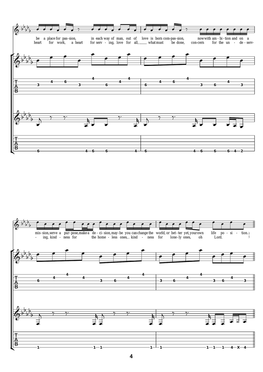 Hope Hope Guitar Tablature scores gallery preview page 4