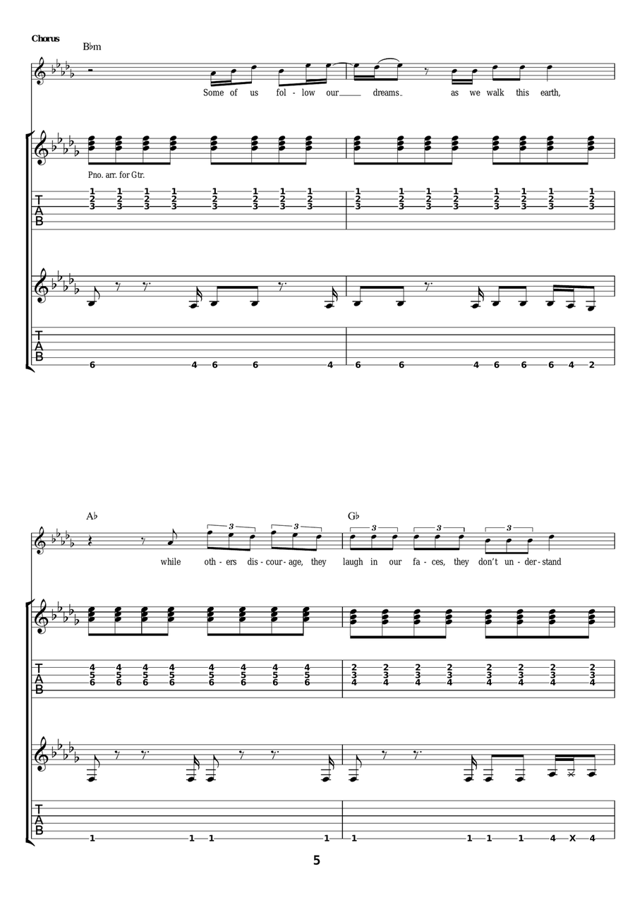 Hope Hope Guitar Tablature scores gallery preview page 5