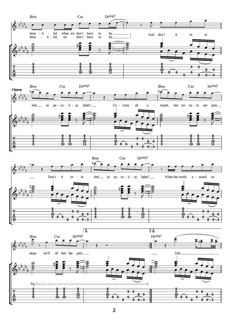 Peculiar Peculiar Guitar Tablature scores gallery preview page 2