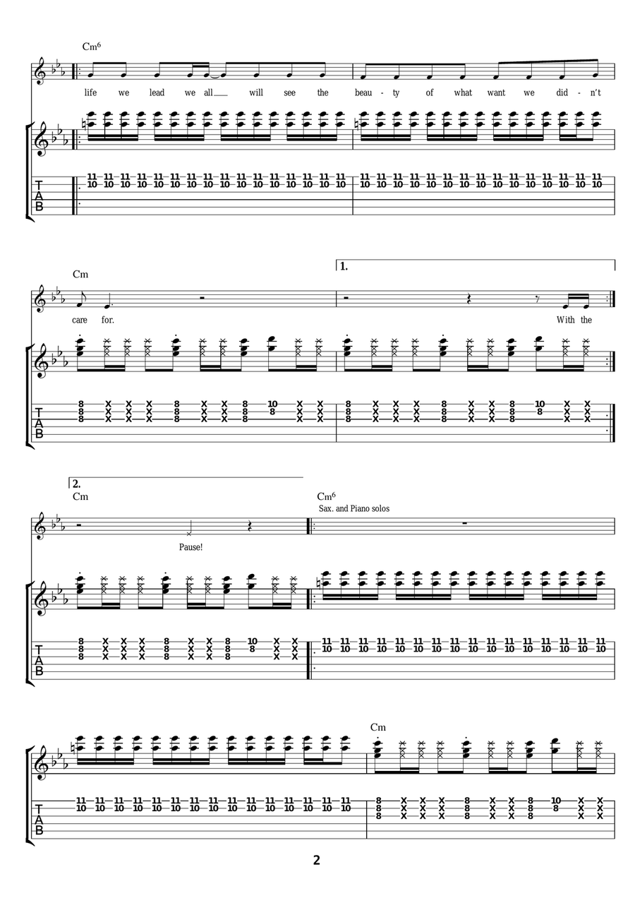 Fire Fire Guitar Tablature scores gallery preview page 2