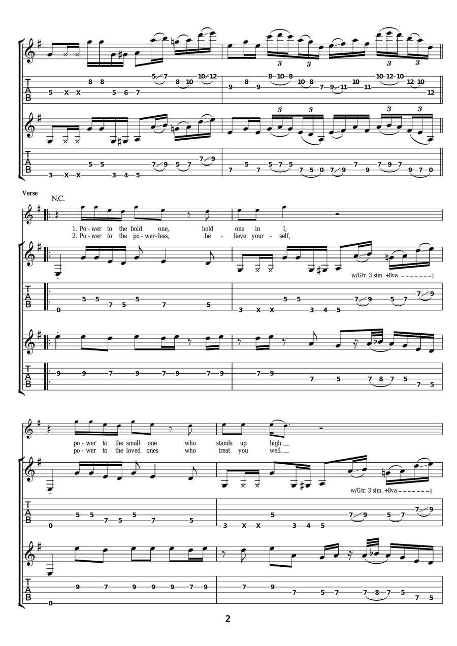 Power Power Guitar Tablature scores gallery preview page 2