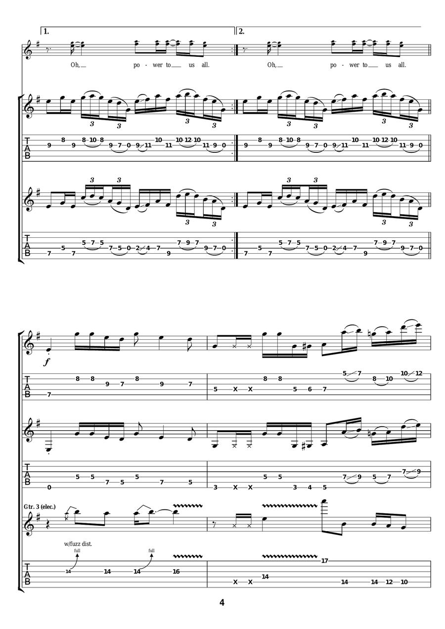 Power Power Guitar Tablature scores gallery preview page 4