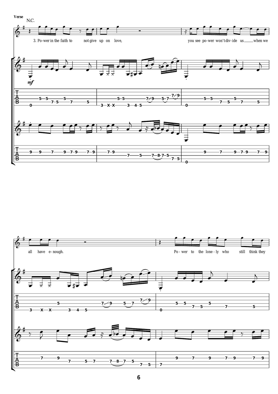 Power Power Guitar Tablature scores gallery preview page 6