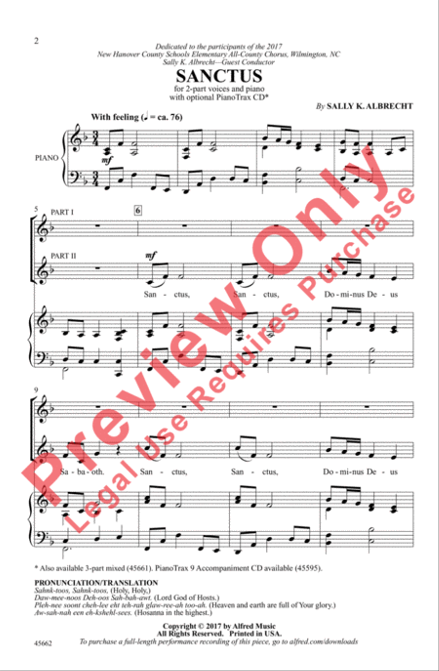 Sanctus by Sally K. Albrecht 2-Part - Sheet Music page 2