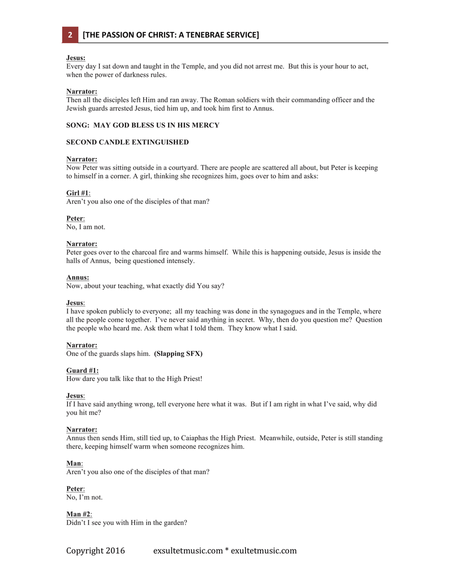 The Passion of Christ: (A Tenebrae Service) 4-Part scores gallery preview page 2