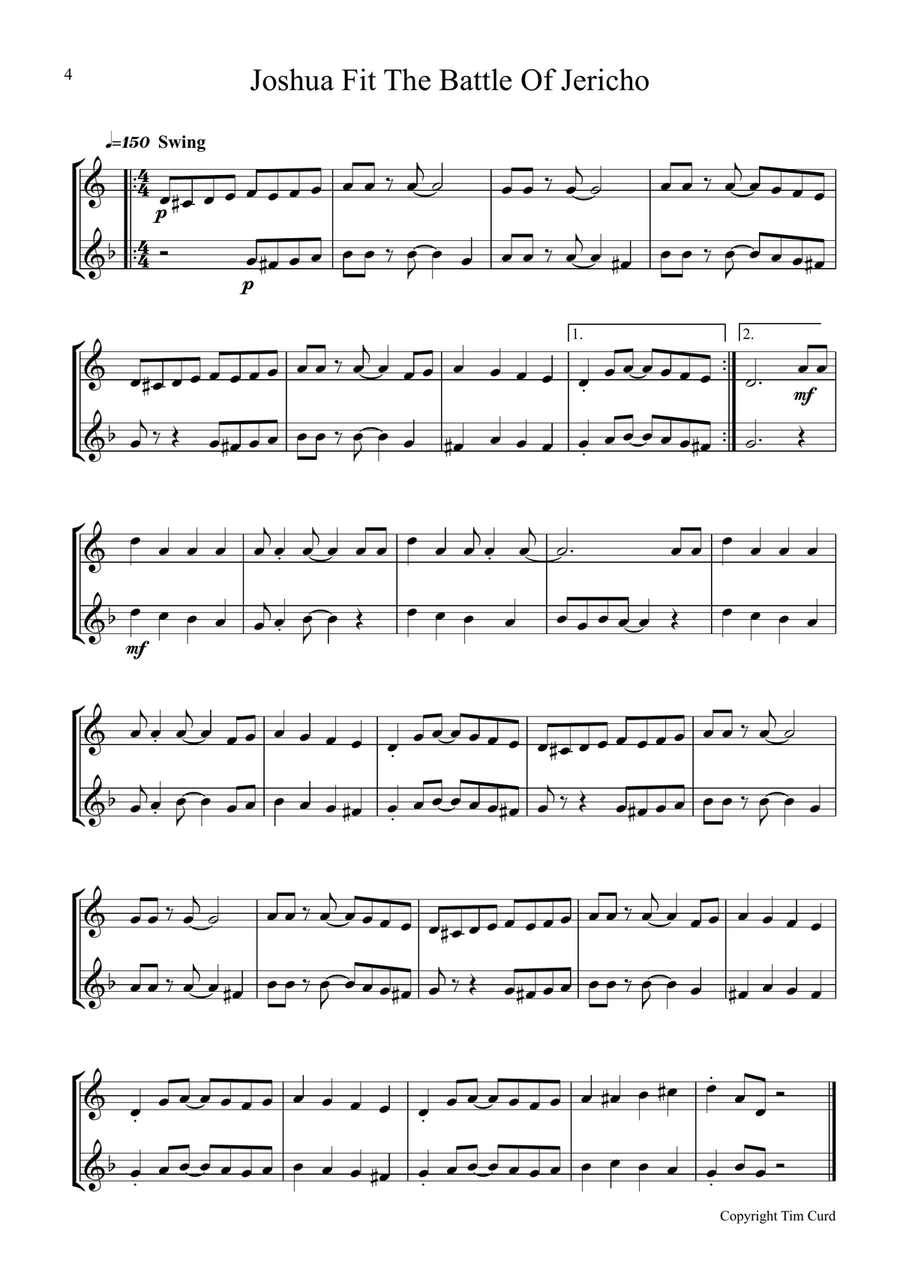 9 Spirituals, Duets For Tenor Horn And Euphonium 9 Spirituals, Duets For Tenor Horn And Euphonium Brass Duet scores gallery preview page 4