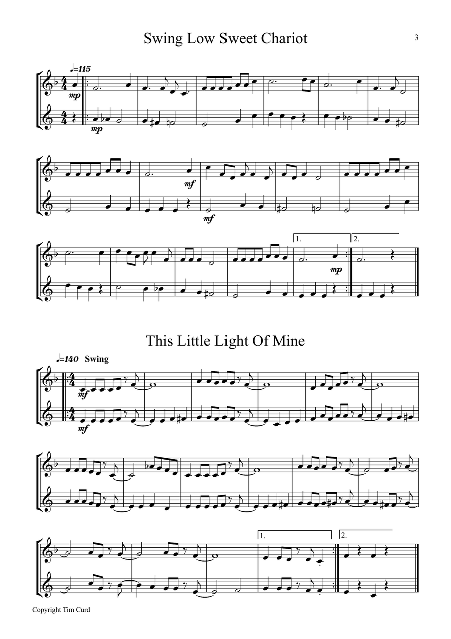 9 Spirituals, Duets For Cornet And Tenor Horn 9 Spirituals, Duets For Cornet And Tenor Horn Brass Duet scores gallery preview page 3
