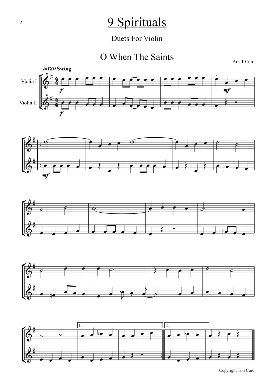 9 Spirituals, Duets For Violin String Duet scores gallery preview page 2