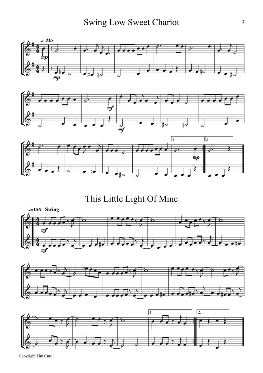 9 Spirituals, Duets For Violin String Duet scores gallery preview page 3