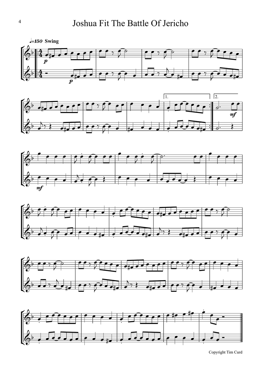 9 Spirituals, Duets For Violin String Duet scores gallery preview page 4