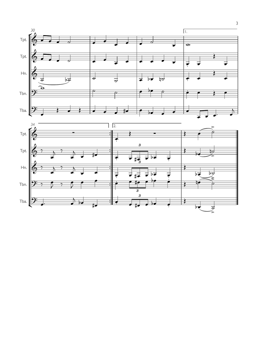 Santa Claus Is Comin' To Town Brass Ensemble scores gallery preview page 3