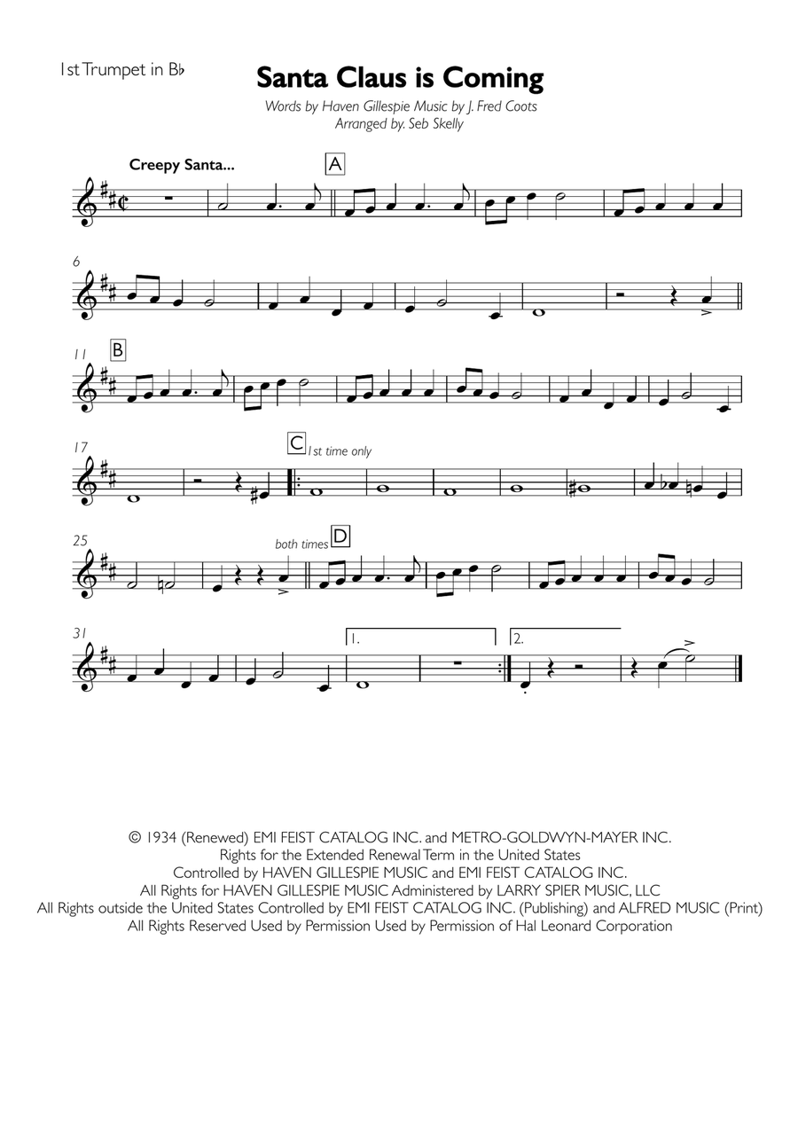Santa Claus Is Comin' To Town Brass Ensemble scores gallery preview page 4