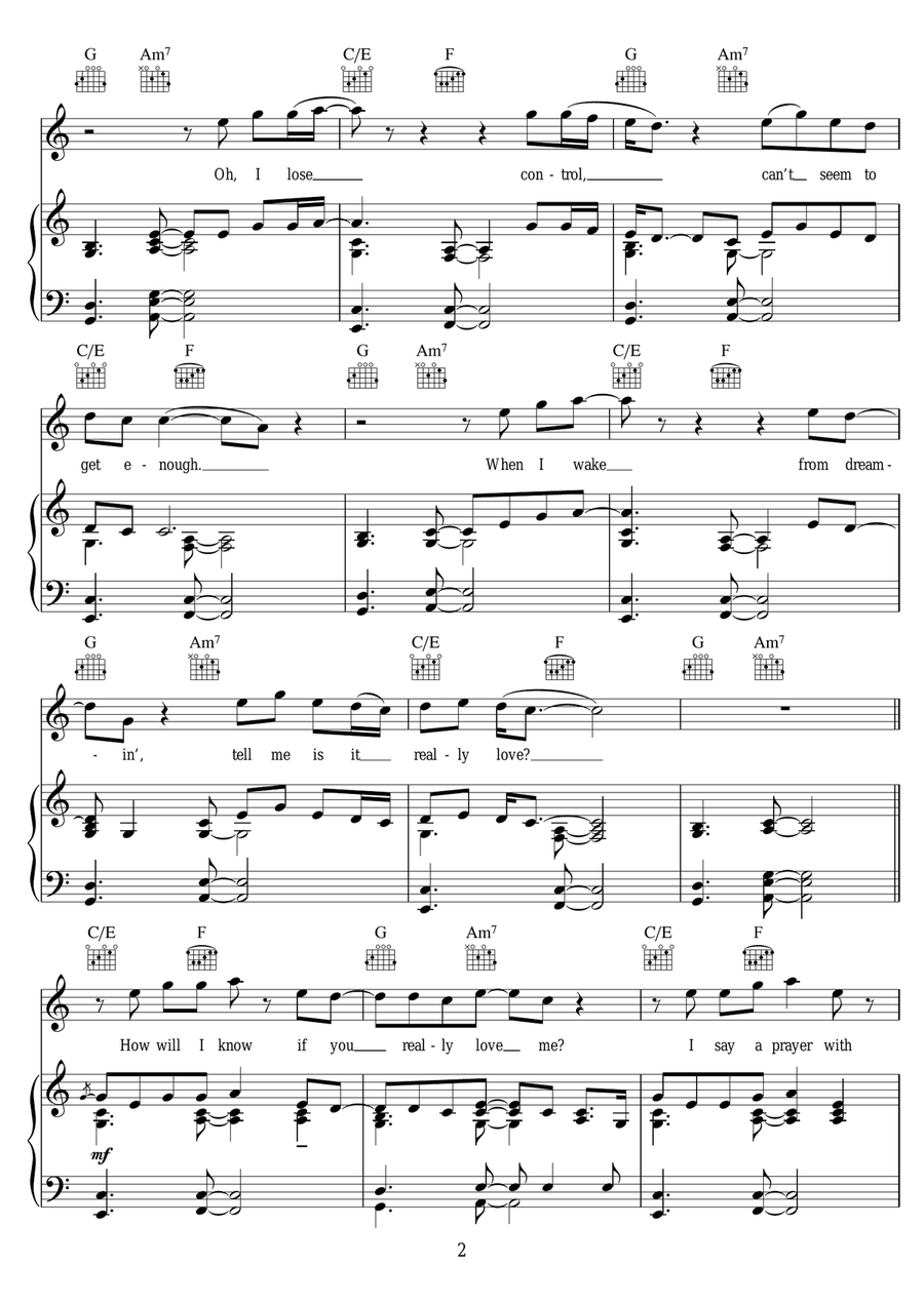 How Will I Know Piano, Vocal scores gallery preview page 2