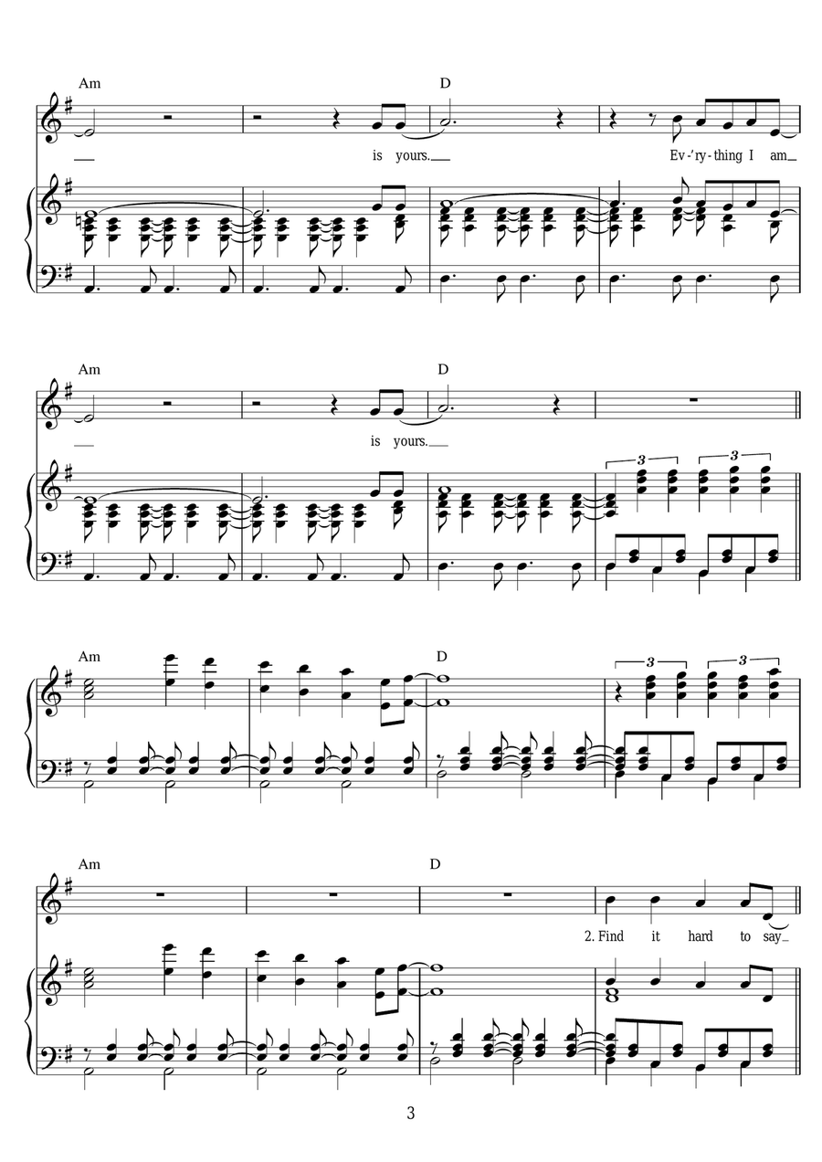 Everything I Am Is Yours Everything I Am Is Yours Piano, Vocal scores gallery preview page 3
