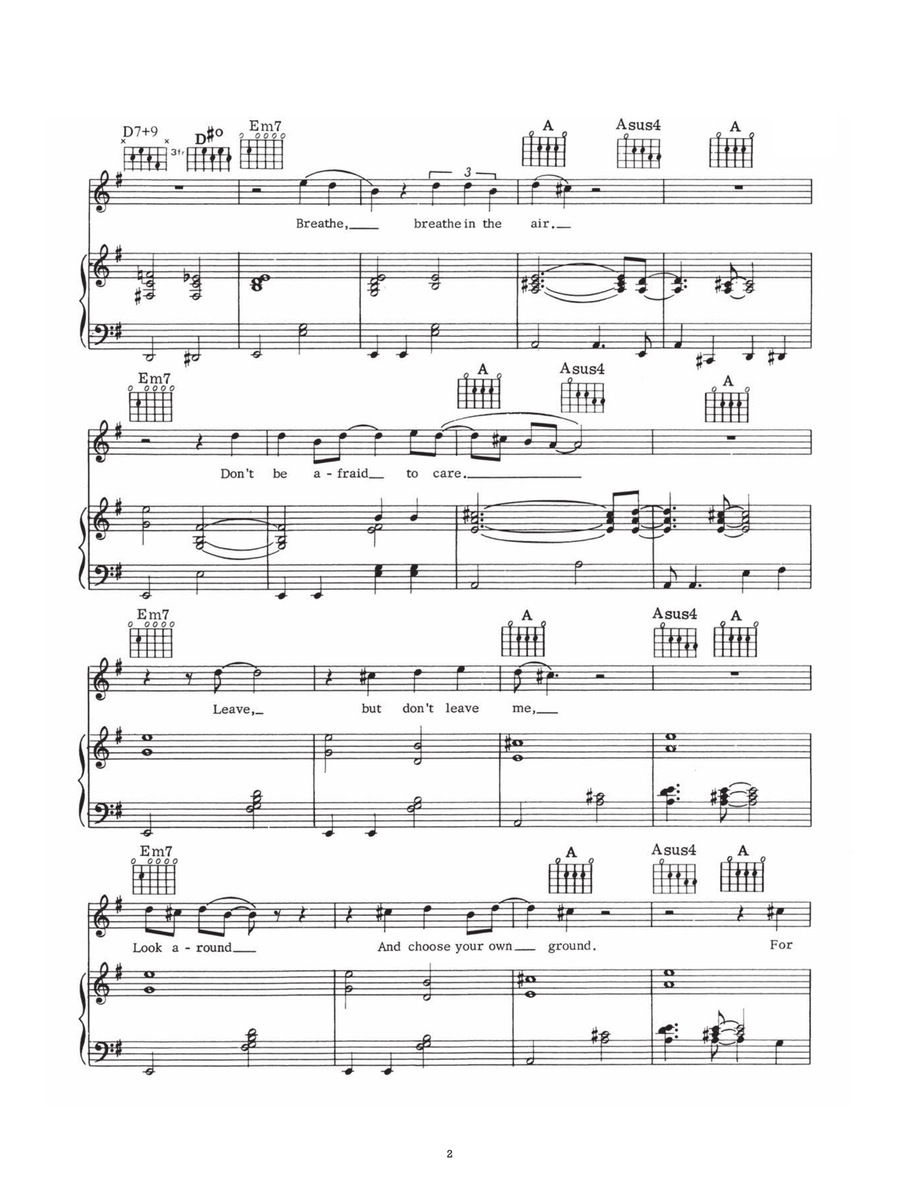 Breathe (In The Air) Breathe (In The Air) Piano, Vocal scores gallery preview page 2