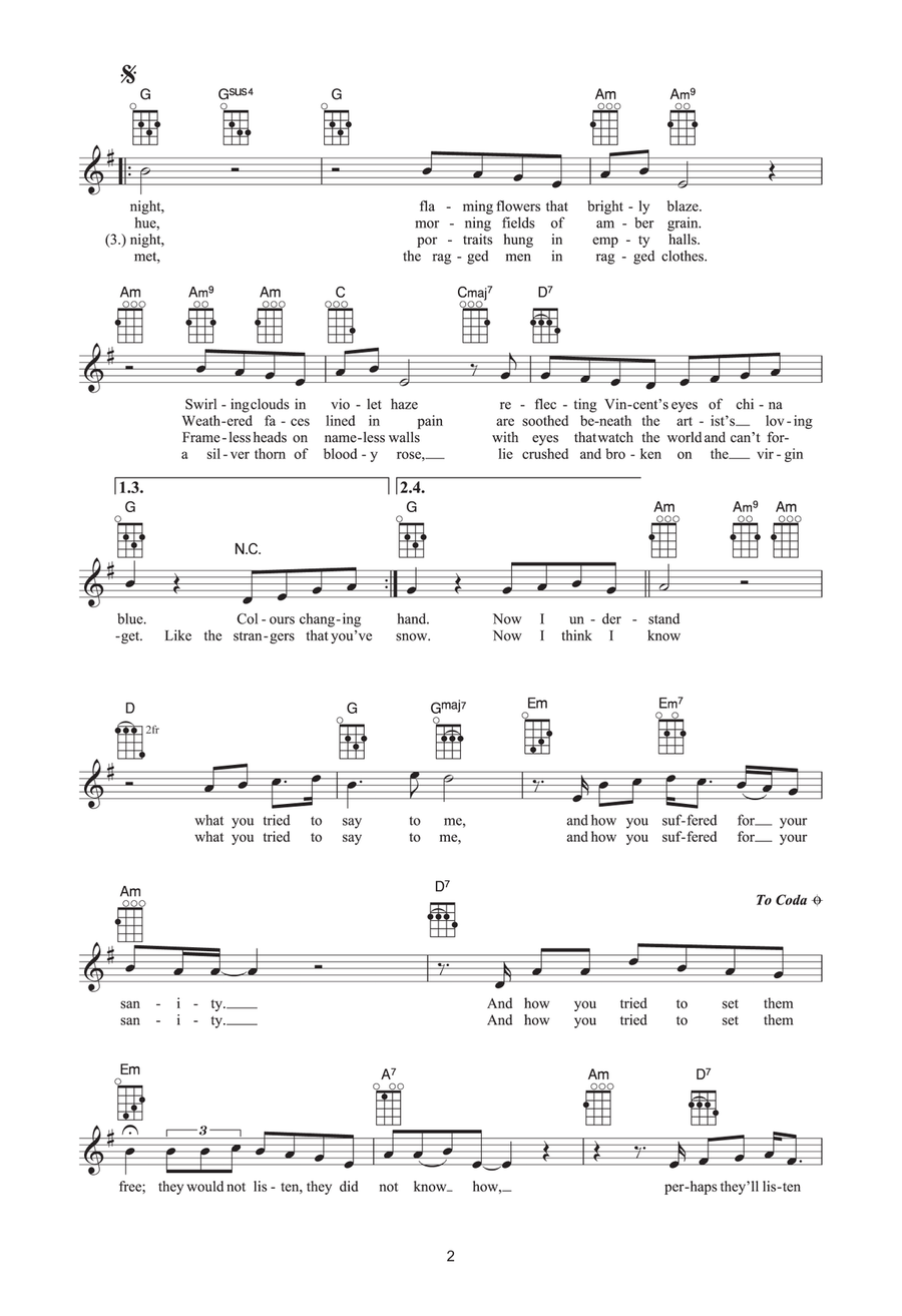 Vincent (Starry Starry Night) Ukulele scores gallery preview page 2