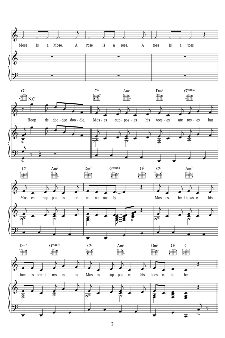 Moses Supposes Moses Supposes Piano, Vocal scores gallery preview page 2