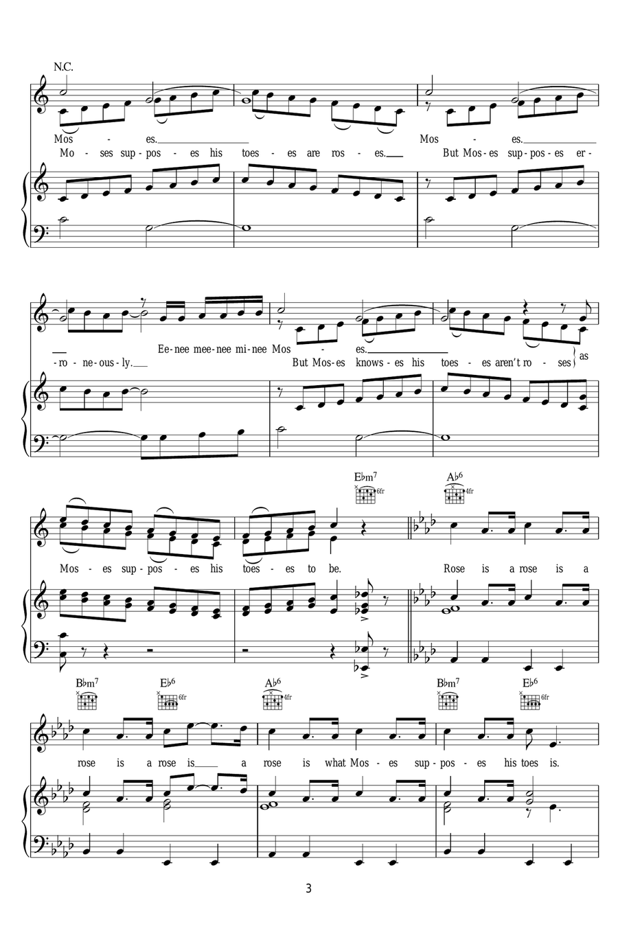 Moses Supposes Moses Supposes Piano, Vocal scores gallery preview page 3