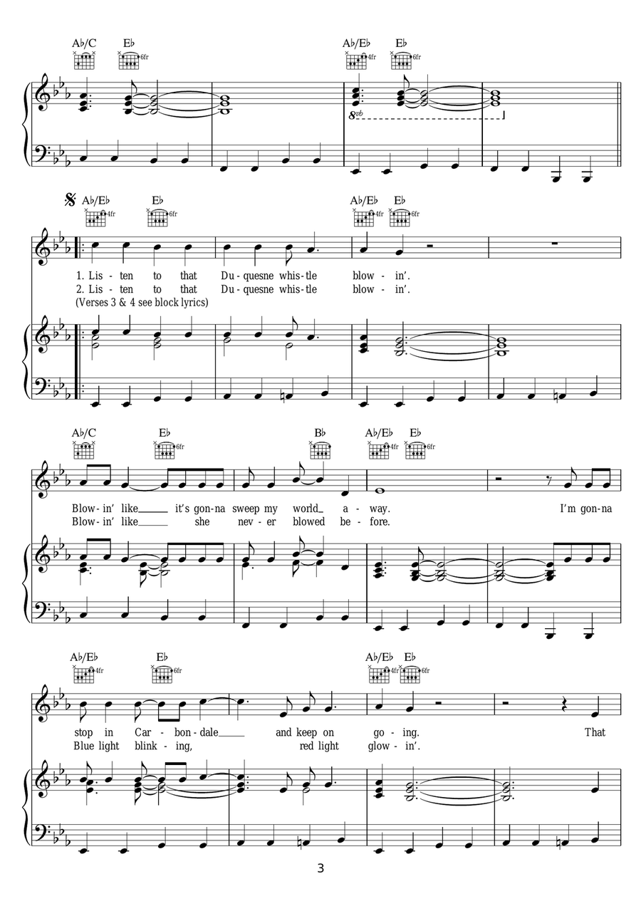 Duquesne Whistle Duquesne Whistle Piano, Vocal scores gallery preview page 3