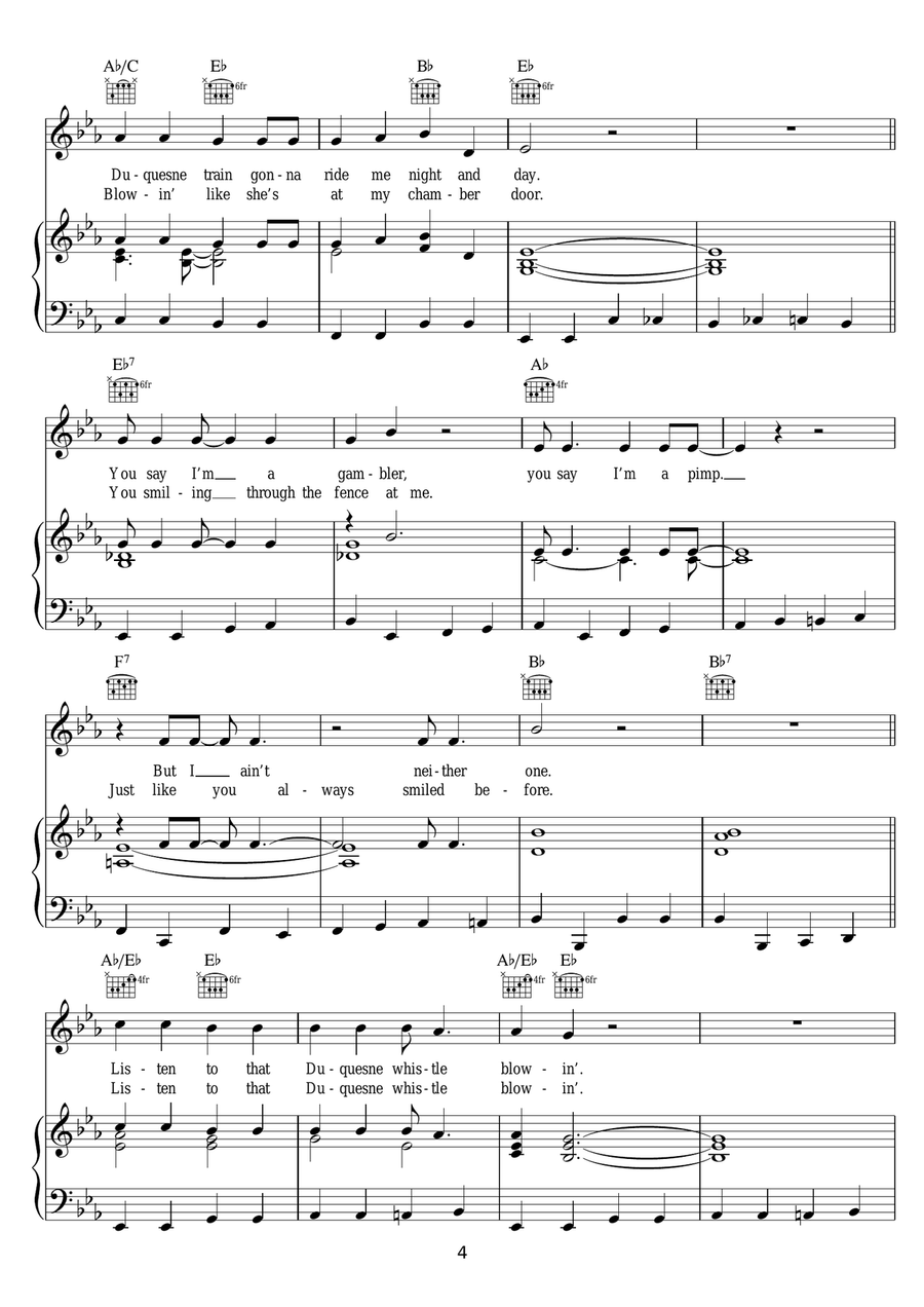 Duquesne Whistle Duquesne Whistle Piano, Vocal scores gallery preview page 4