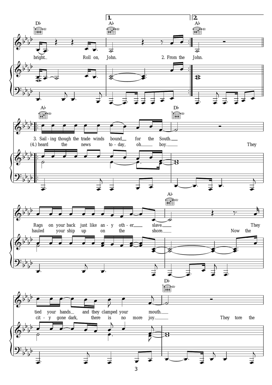 Roll On John Roll On John Piano, Vocal scores gallery preview page 3