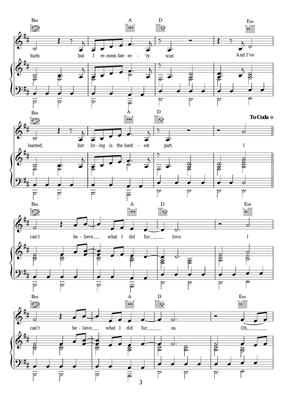 What I Did For Love (featuring Emeli Sande) Piano, Vocal scores gallery preview page 3