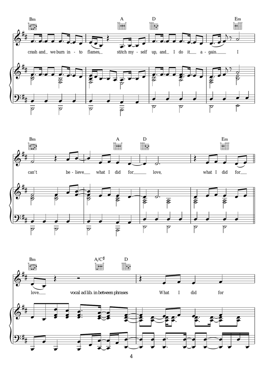 What I Did For Love (featuring Emeli Sande) Piano, Vocal scores gallery preview page 4
