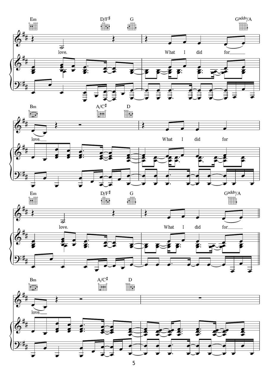 What I Did For Love (featuring Emeli Sande) Piano, Vocal scores gallery preview page 5