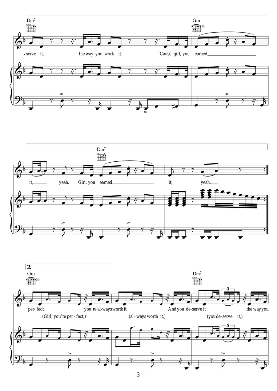 Earned It (from 'Fifty Shades Of Grey') Piano, Vocal scores gallery preview page 3