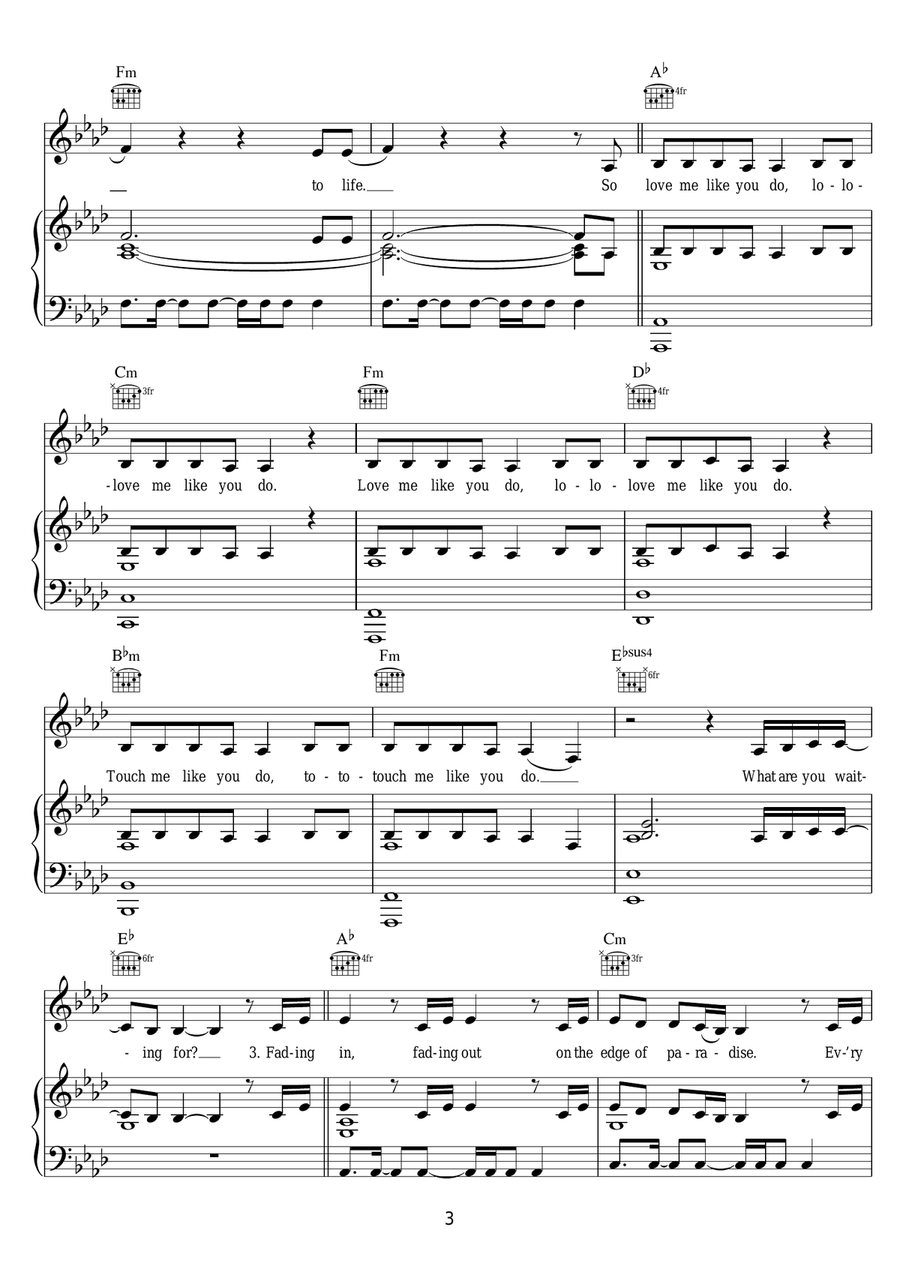 Love Me Like You Do (from 'Fifty Shades Of Grey') Piano, Vocal scores gallery preview page 3