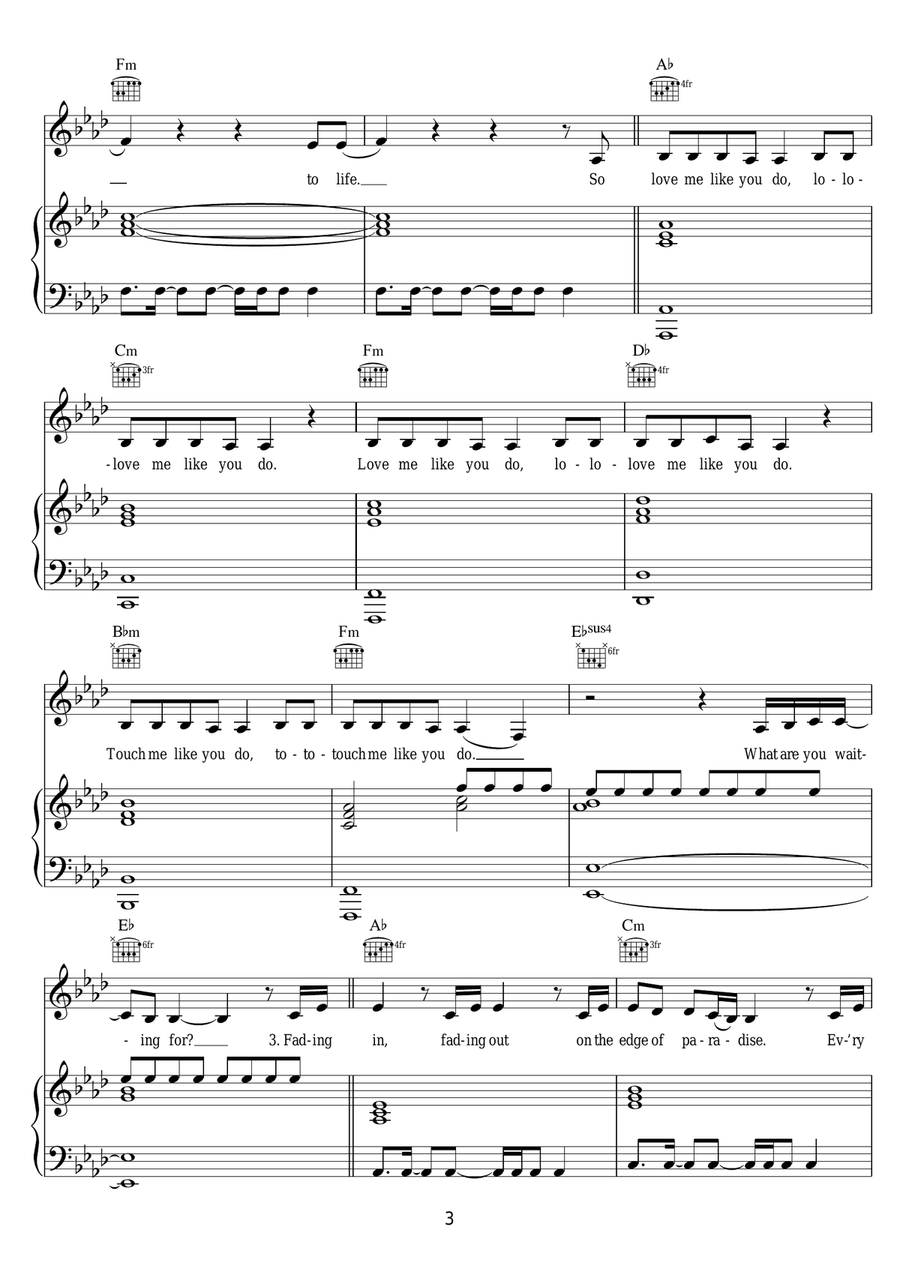 Love Me Like You Do (from 'Fifty Shades Of Grey') Piano, Vocal scores gallery preview page 3