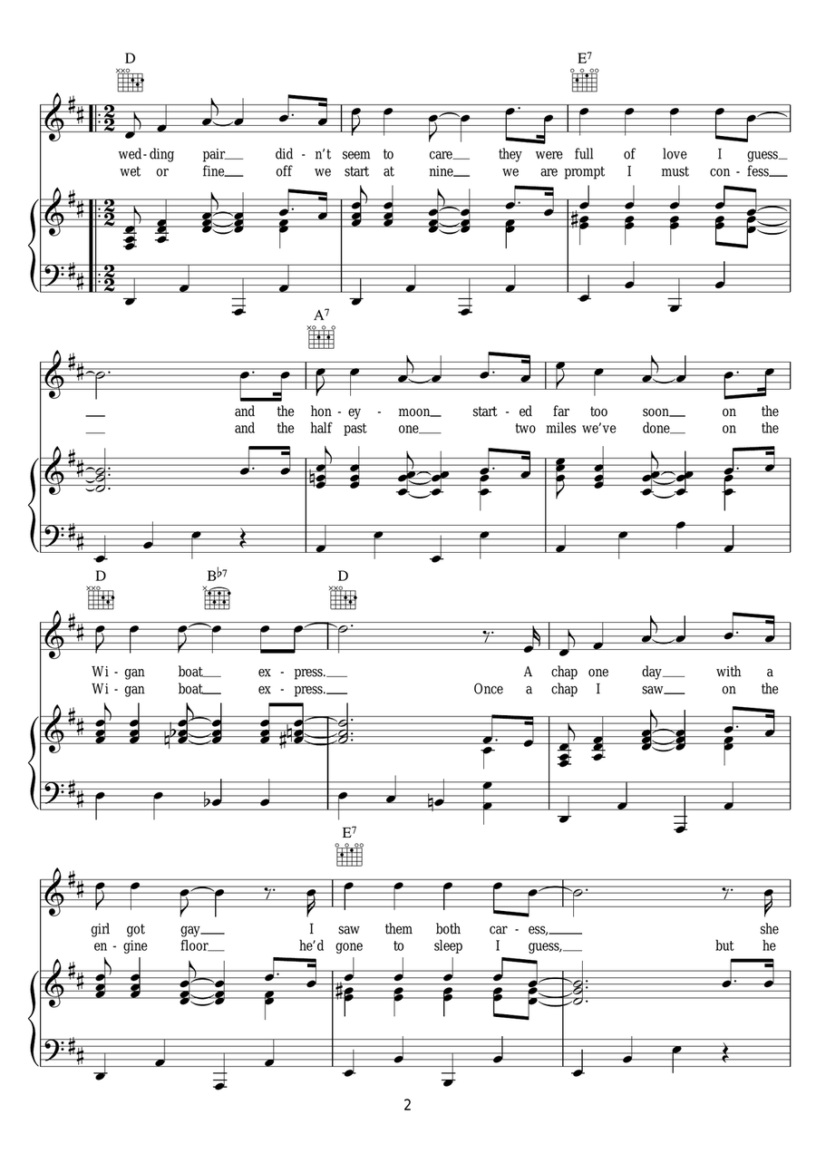 On The Wigan Boat Express Piano, Vocal scores gallery preview page 2