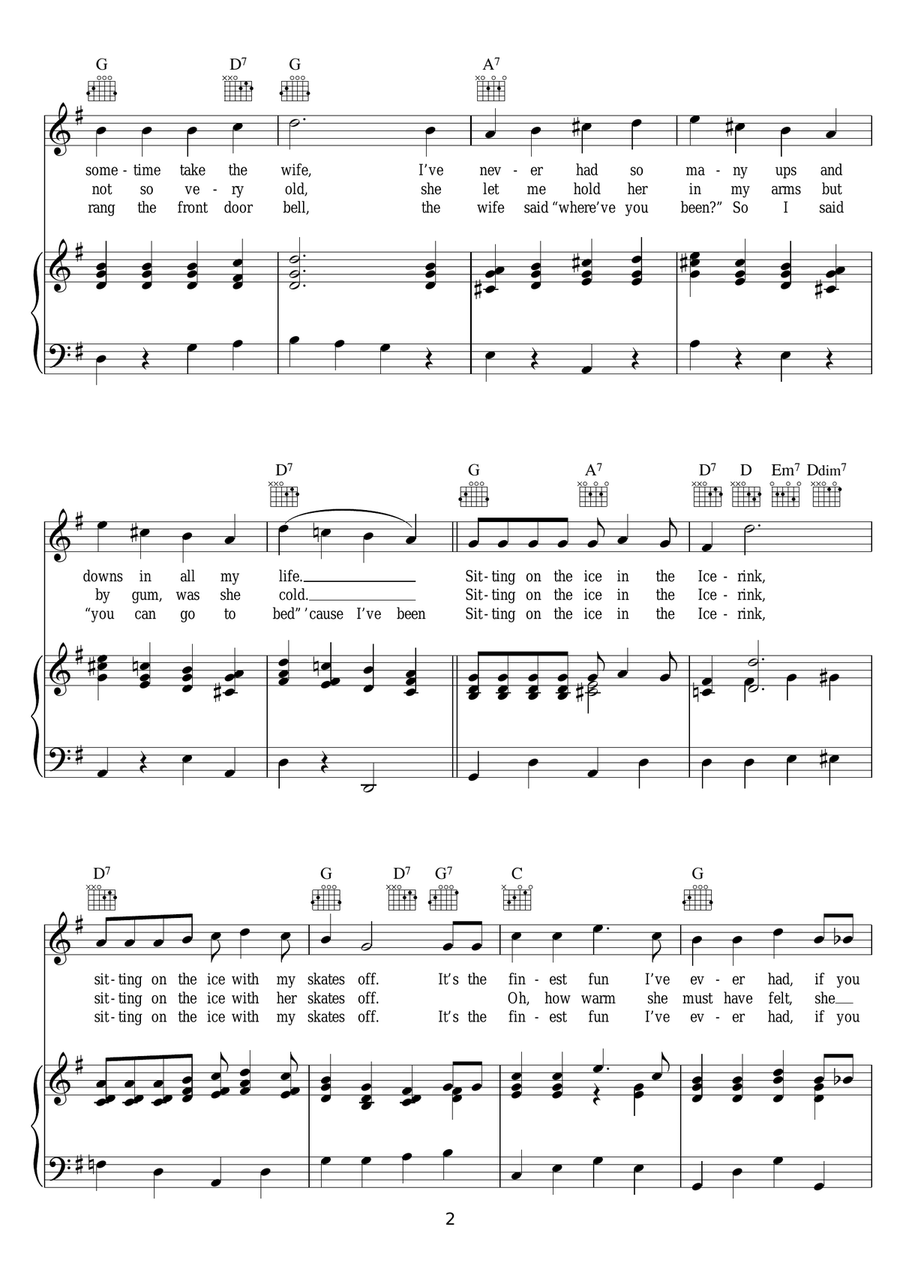 Sitting On The Ice In The Ice Rink Piano, Vocal scores gallery preview page 2