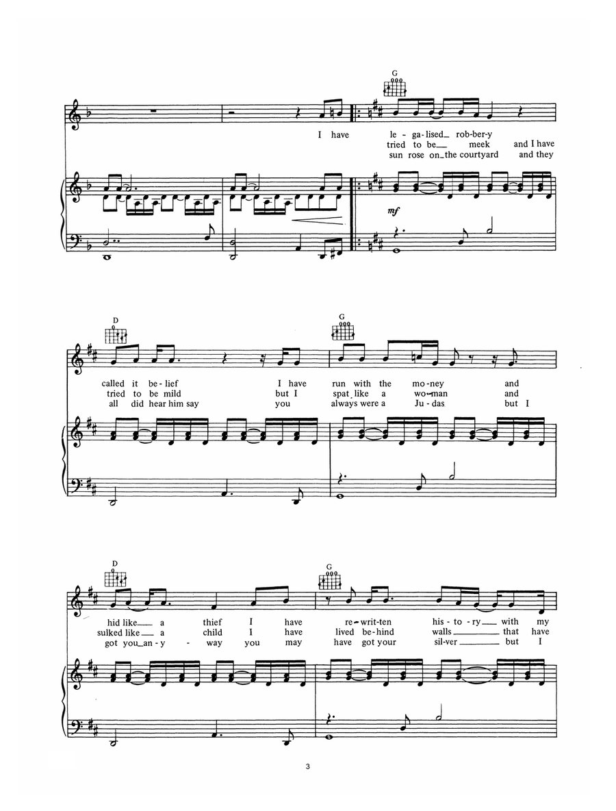 The Man's Too Strong The Man's Too Strong Piano, Vocal scores gallery preview page 3