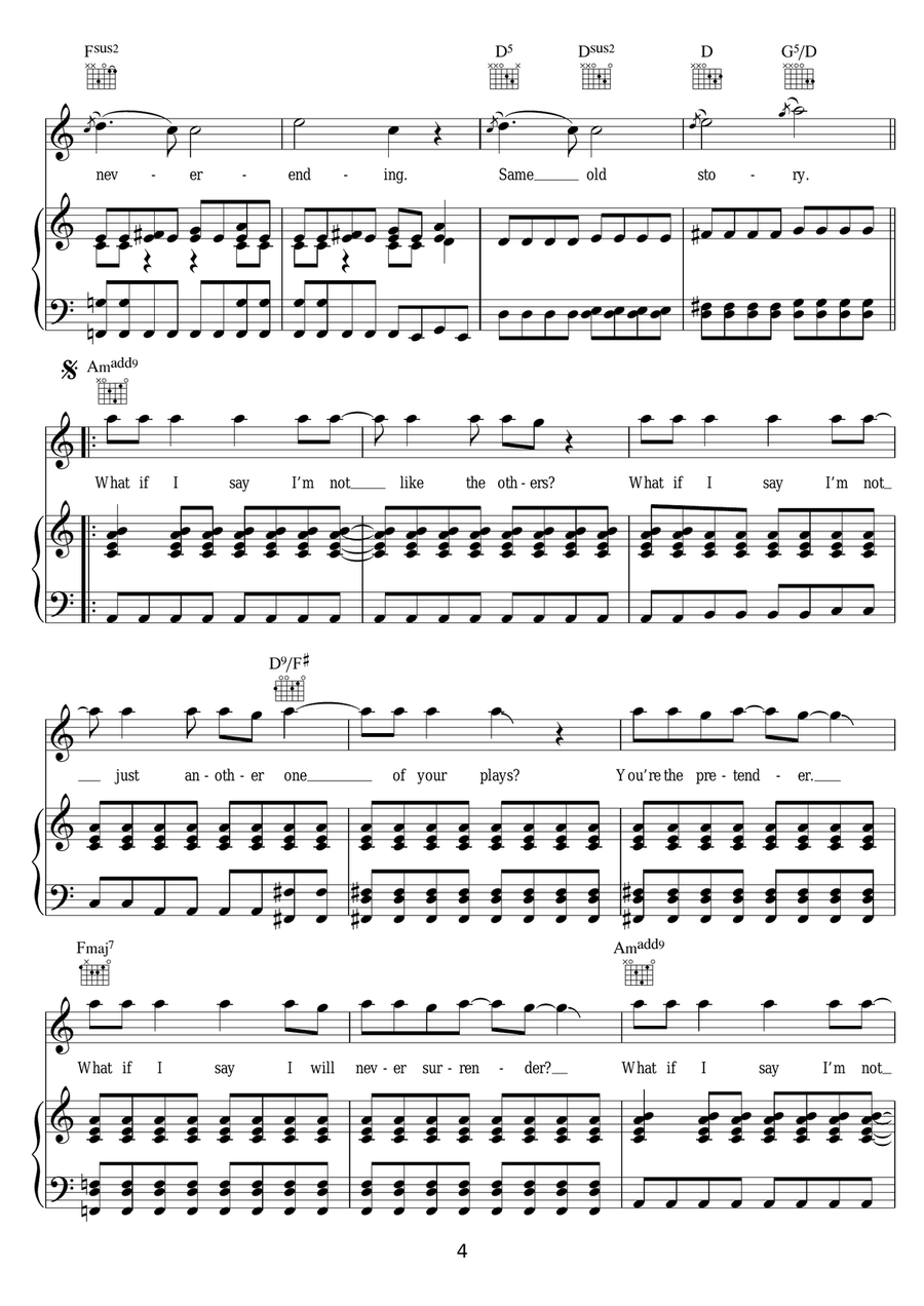The Pretender The Pretender Piano, Vocal scores gallery preview page 4
