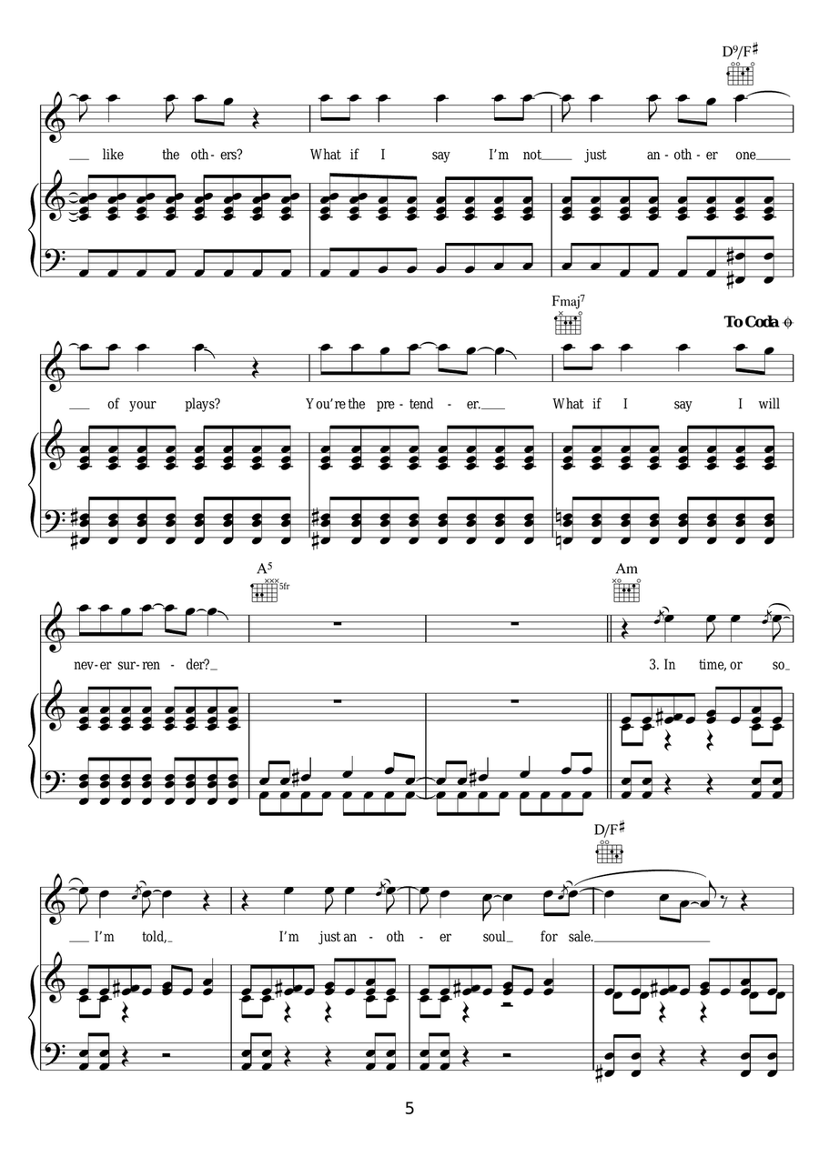 The Pretender The Pretender Piano, Vocal scores gallery preview page 5