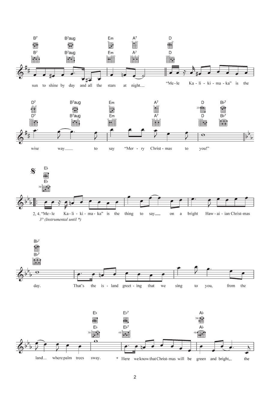 Mele Kalikimaka (Merry Christmas In Hawaii) Ukulele scores gallery preview page 2