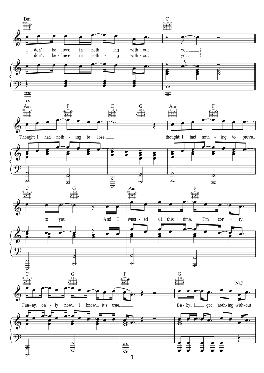 Nothing Without You Nothing Without You Piano, Vocal scores gallery preview page 3