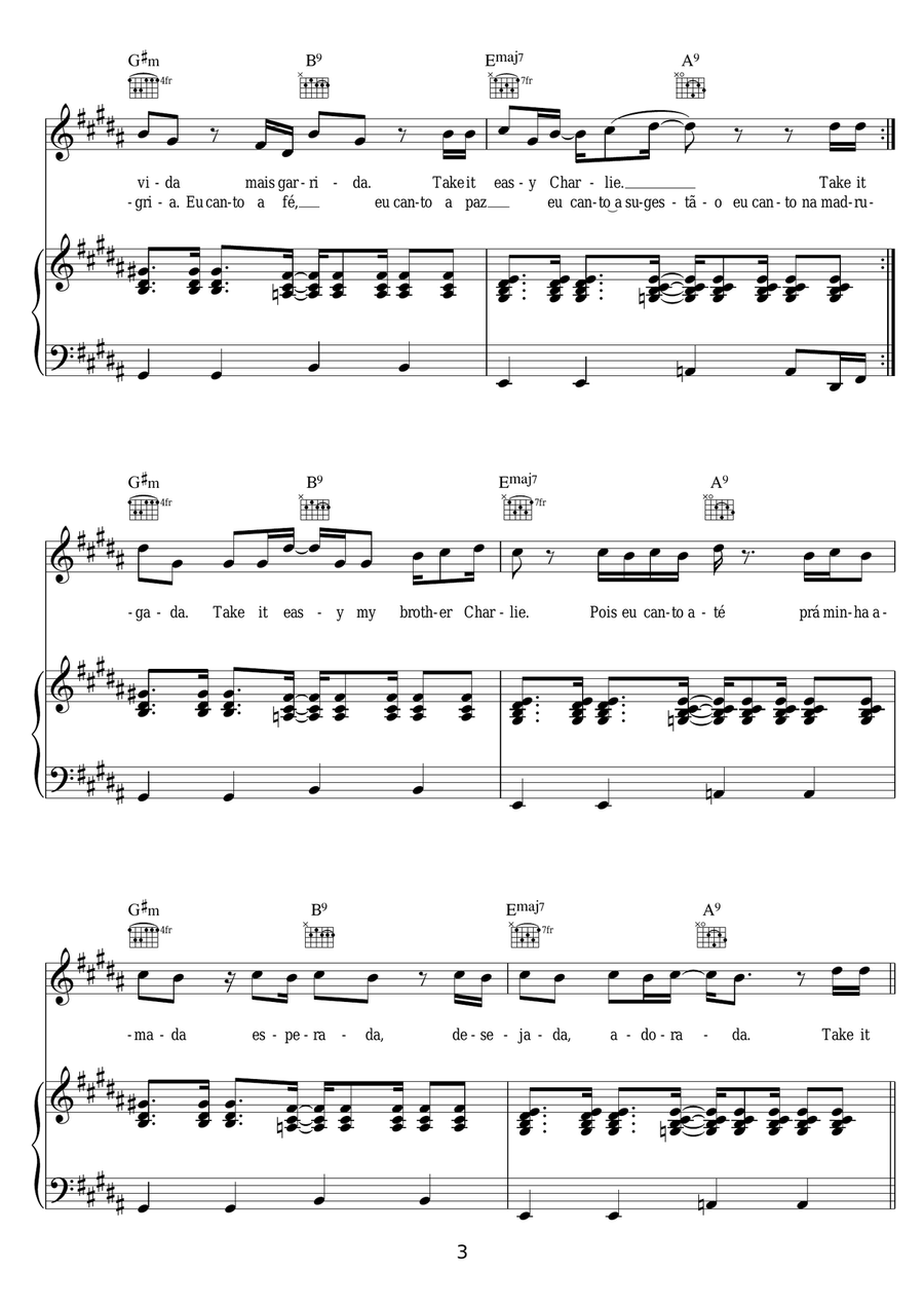 Take It Easy My Brother Charles Piano, Vocal scores gallery preview page 3