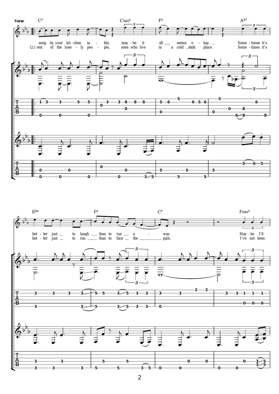Kitchen Table Kitchen Table Guitar Tablature scores gallery preview page 2